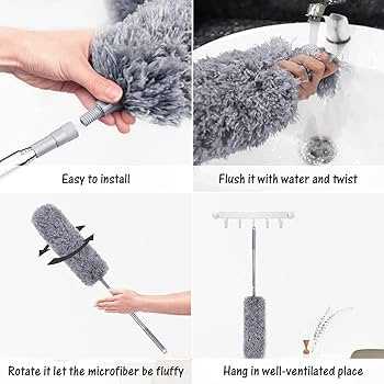Microfiber Feather Duster Extendable Duster with 100 inches Extra Long Pole, Bendable Head & Long Handle Dusters for Cleaning Ceiling Fan, High Ceiling, Blinds, Furniture & Cars Gray
